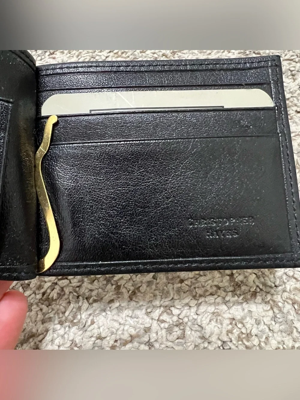 Christopher Hayes Men's Classic Black Leather Bifold Money Clip Wallet